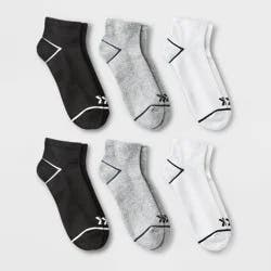 Men's Assorted New Ankle Socks 6pk - All In Motion™ 6-12: Arch Support, Cushioned Heel, Midweight Fabric