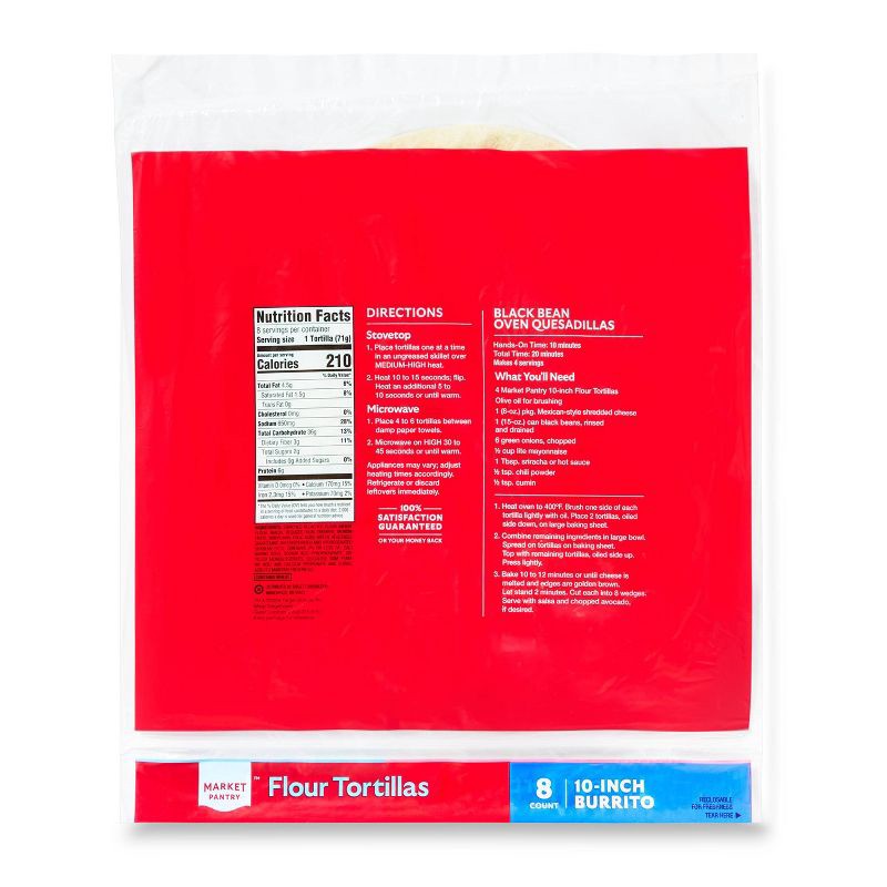 slide 2 of 3, 10" Flour Tortillas - 8ct - Market Pantry™, 8 ct