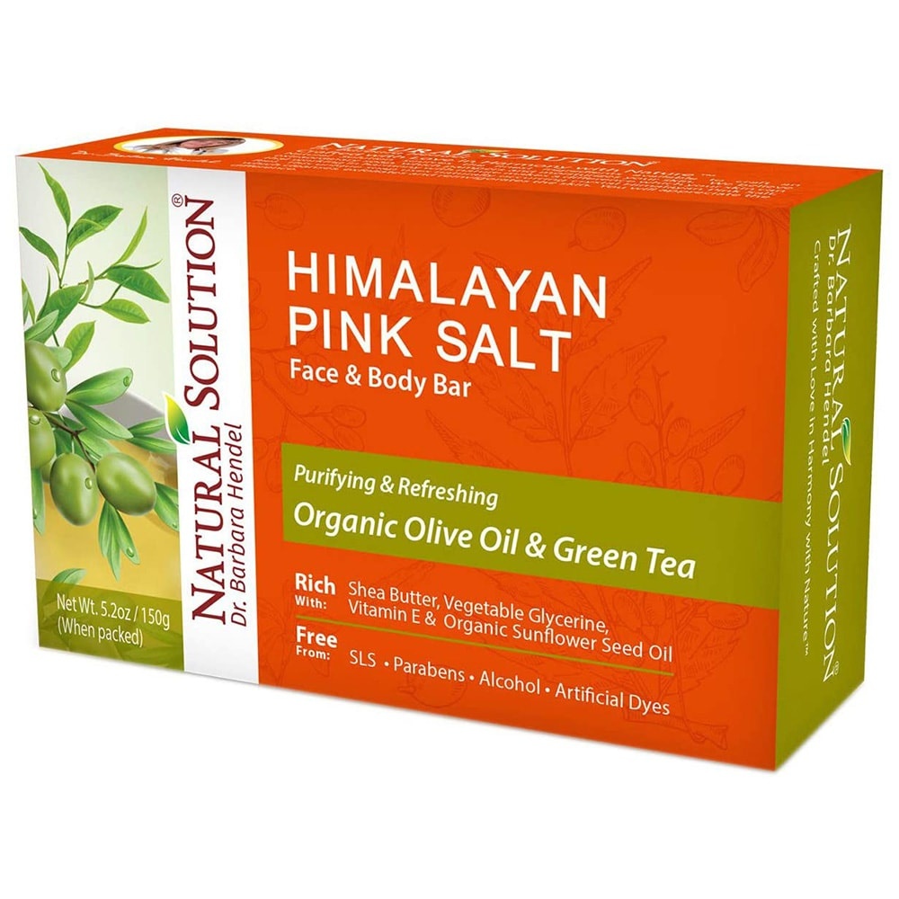 slide 1 of 1, Natural Solution Himalayan Pink Salt Face & Body Bar, Organic Olive Oil & Green Tea, 5.2 oz