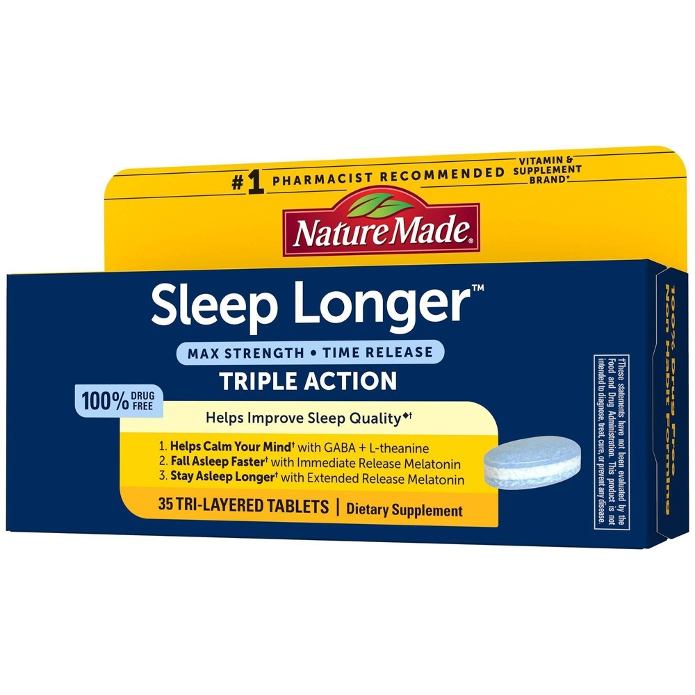 slide 2 of 2, Nature Made Sleep Longer Triple Action Tablets, 35 ct