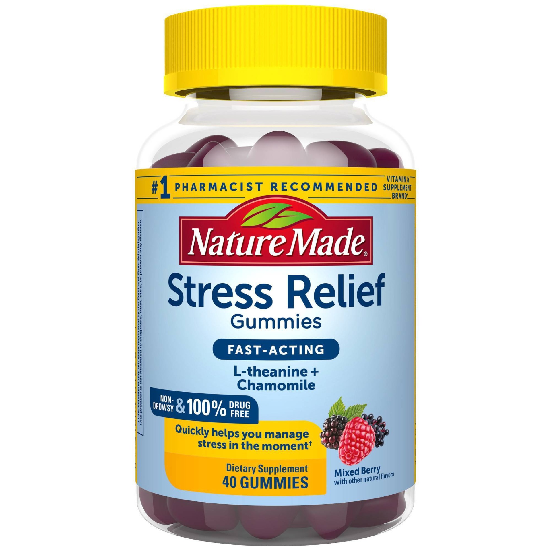 slide 1 of 5, Nature Made Stress Relief Fast Acting Gummies, 40 ct