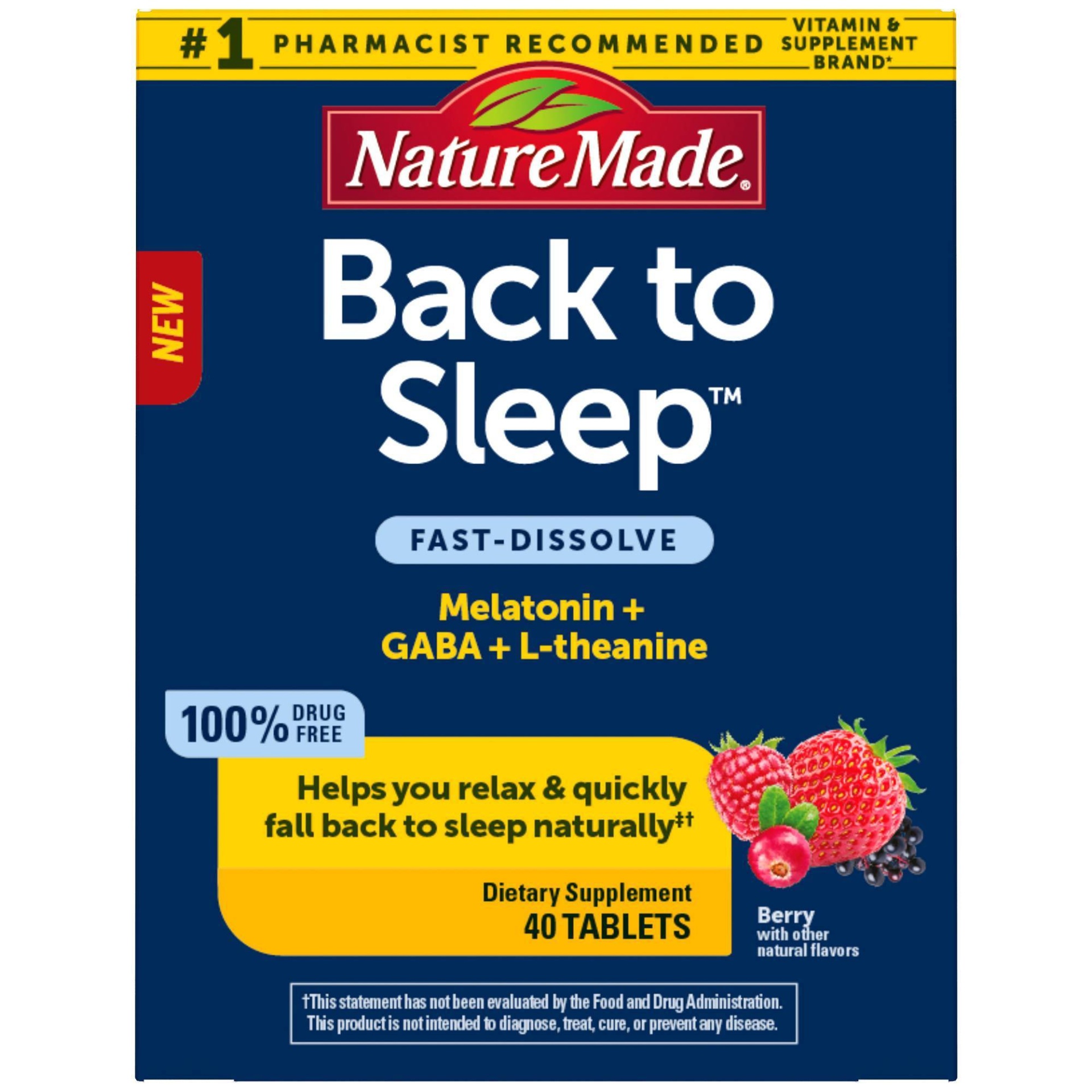 slide 1 of 6, Nature Made Back to Sleep Supplements, 40 ct