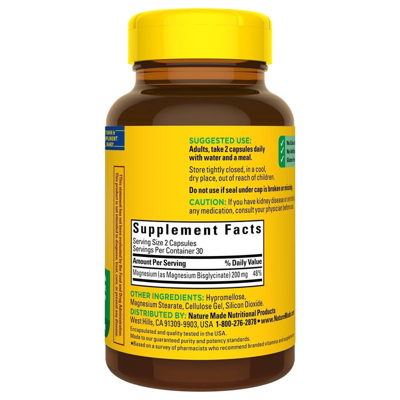 slide 2 of 9, Nature Made High Absorption Magnesium Glycinate 200mg Supplement Capsules - 60ct, 200mg, 60 ct