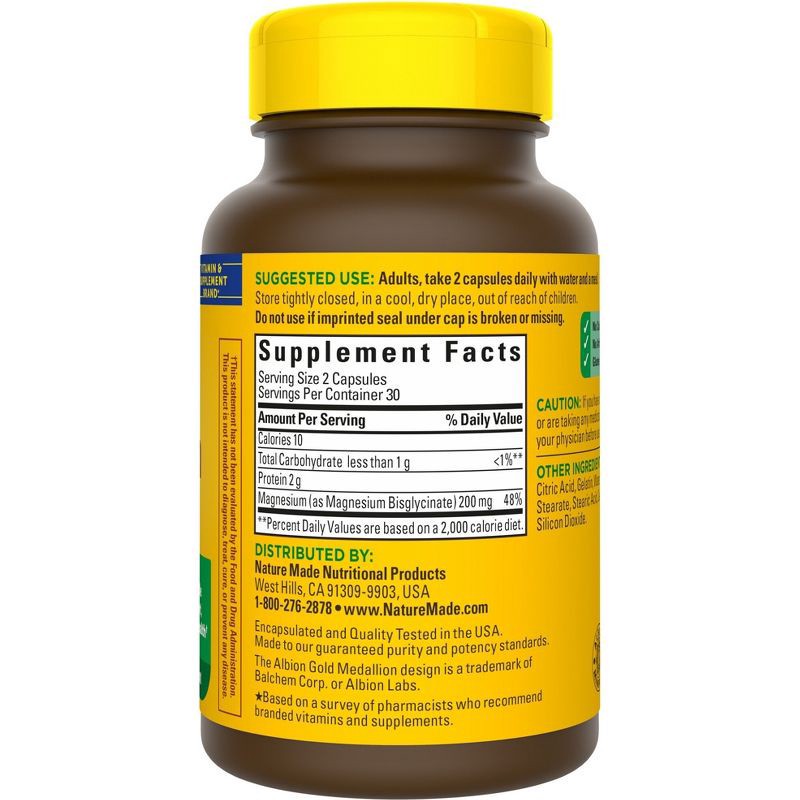 slide 2 of 8, Nature Made High Absorption Magnesium Glycinate 200mg Supplement Capsules - 60ct, 200mg, 60 ct