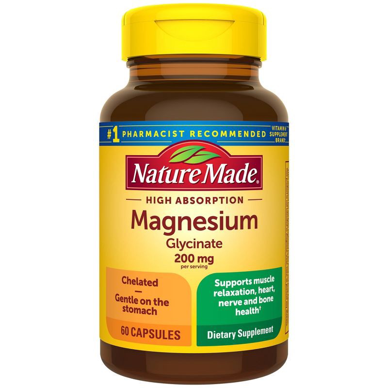 slide 1 of 9, Nature Made High Absorption Magnesium Glycinate 200mg Supplement Capsules - 60ct, 200mg, 60 ct