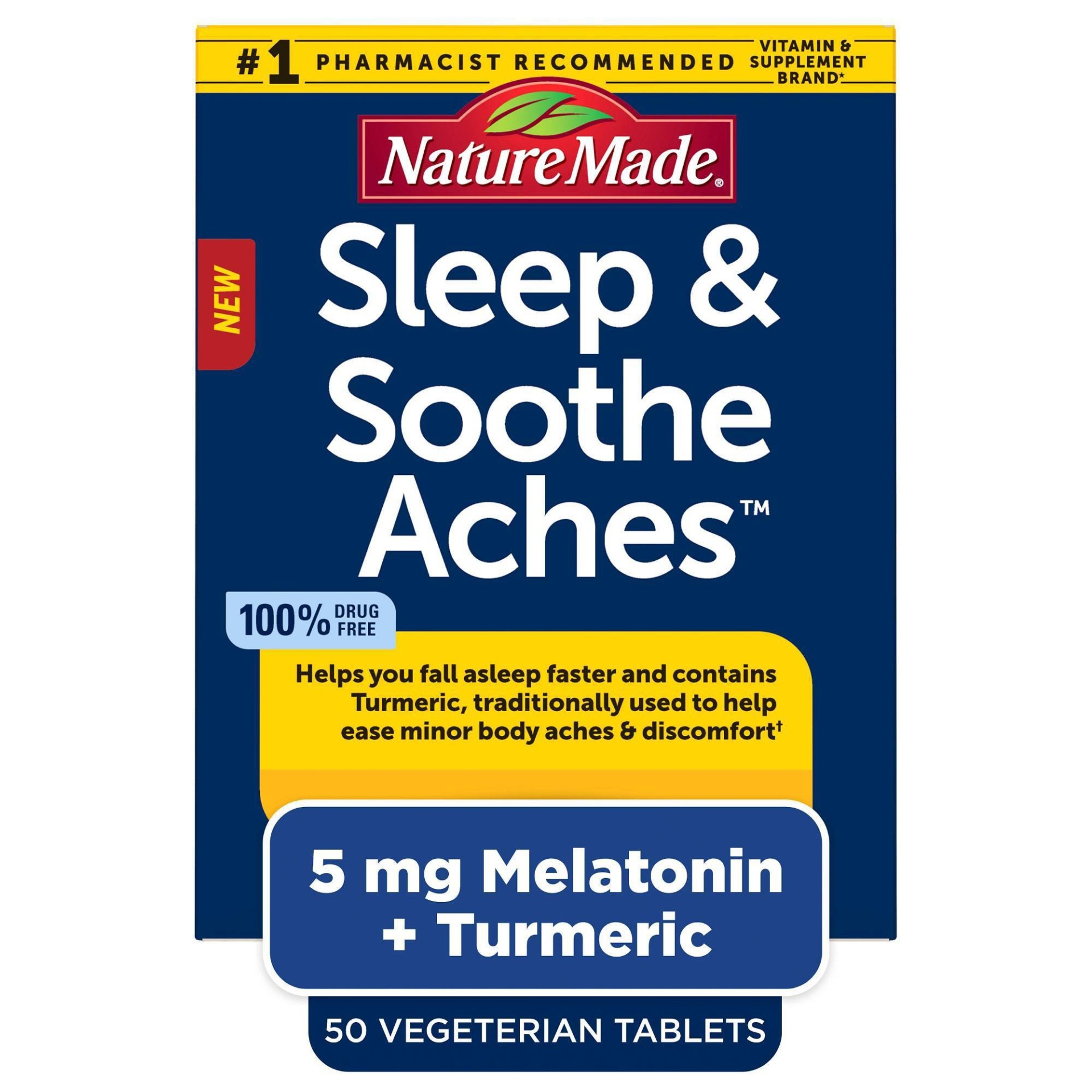 slide 1 of 4, Nature Made Sleep & Soothe Aches Supplements, 50 ct