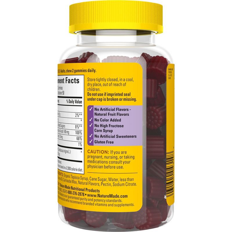 slide 2 of 7, Nature Made Elderberry with Vitamin C and Zinc for Immune Support Gummies - Raspberry - 100ct, 100 ct