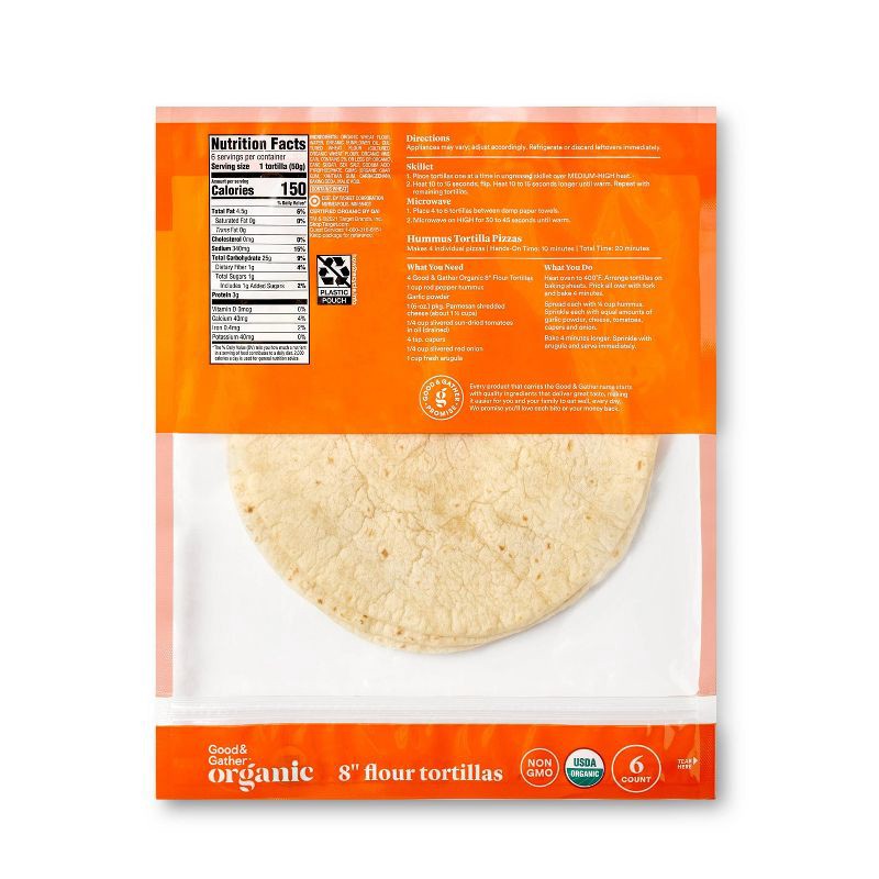 slide 3 of 3, 8" Organic Flour Tortilla - 6ct - Good & Gather™, 6 ct