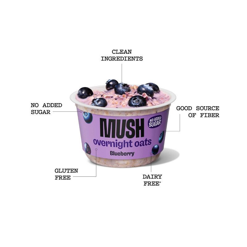 slide 3 of 6, MUSH Blueberry Ready to Eat Gluten Free Vegan Oats - 5oz, 5 oz