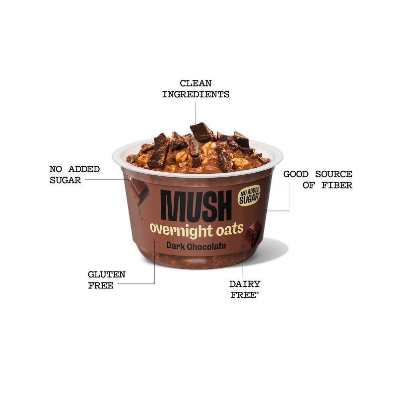 slide 4 of 6, MUSH Dark Chocolate Ready to Eat Gluten Free Vegan Oats - 5oz, 5 oz
