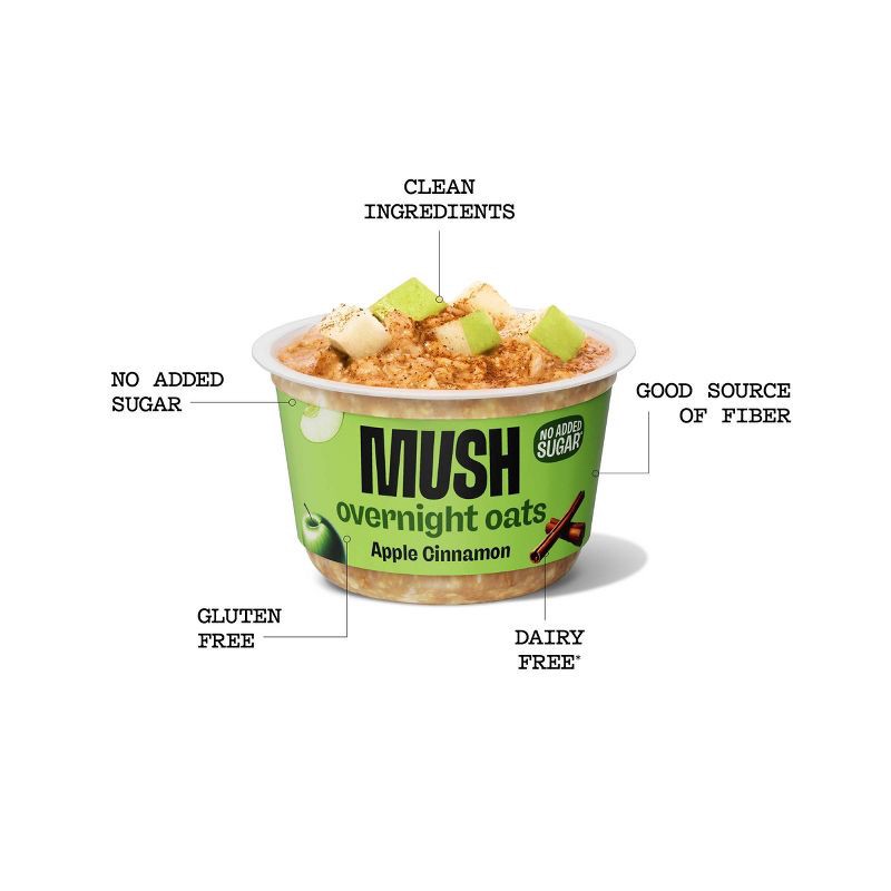 slide 3 of 6, MUSH Apple Cinnamon Ready to Eat Gluten Free Vegan Oats - 5oz, 5 oz