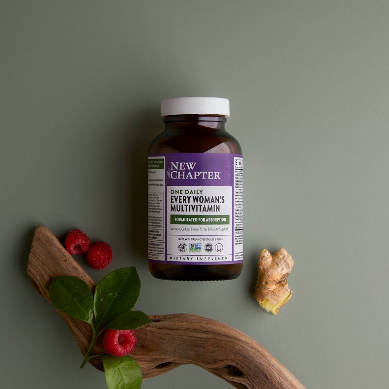 slide 2 of 8, New Chapter Women's Multivitamin 18+, Every Woman's One Daily with Biotin, Methylfolate, Vitamin C, Vitamin D3, & Iron Tablets - 30ct, 30 ct