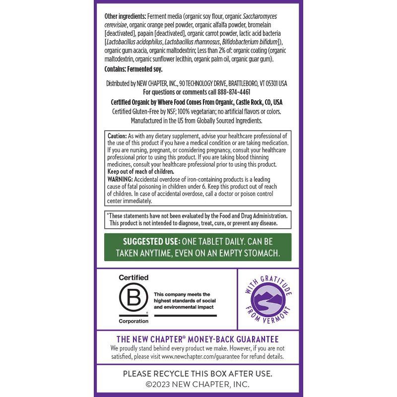 slide 7 of 8, New Chapter Women's Multivitamin 18+, Every Woman's One Daily with Biotin, Methylfolate, Vitamin C, Vitamin D3, & Iron Tablets - 30ct, 30 ct