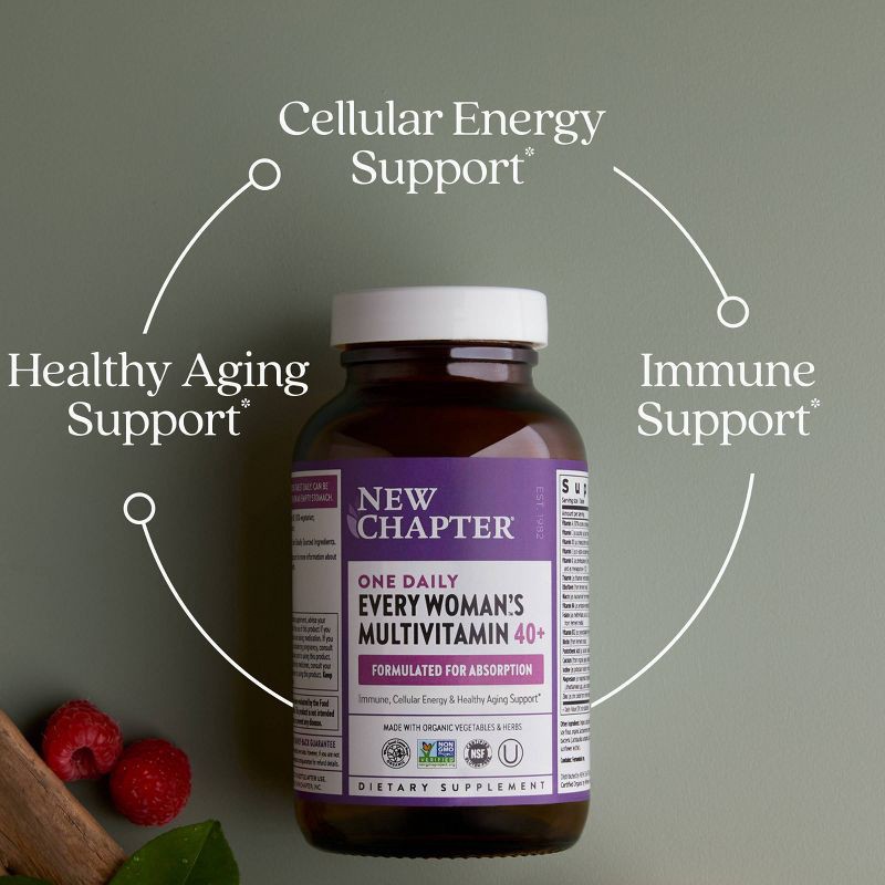 slide 10 of 10, New Chapter Women's Multivitamin 40+, Every Woman's One Daily 40+ with Vitamin C, Vitamin D3, Vitamin B12, Chaste Tree & Zinc - 30ct, 30 ct
