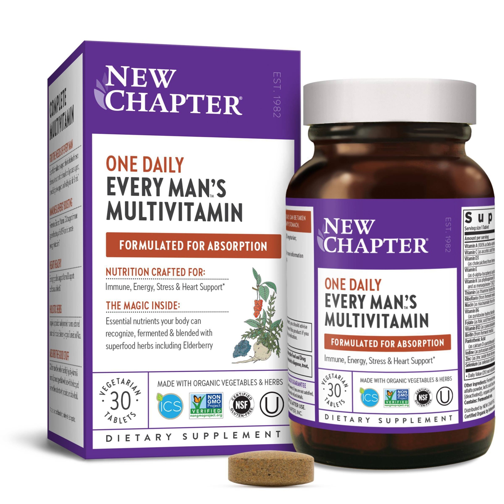 slide 1 of 6, New Chapter Men's One Daily Multivitamin Tablets, 30 ct