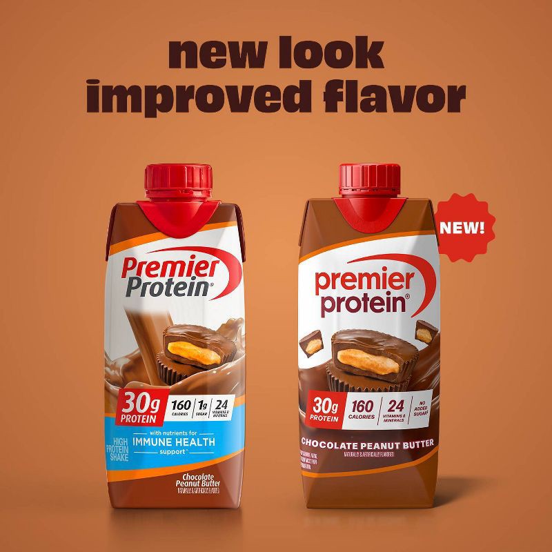 slide 2 of 8, Premier Protein Nutritional Shake Chocolate Peanut Butter Non-Caffeinated - 11 fl oz/4pk, 4 ct; 11 fl oz