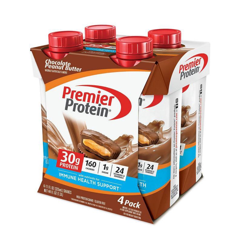 slide 1 of 7, Premier Protein Nutritional Shake - Chocolate Peanut Butter - 11 fl oz/4pk, 4 ct; 11 fl oz