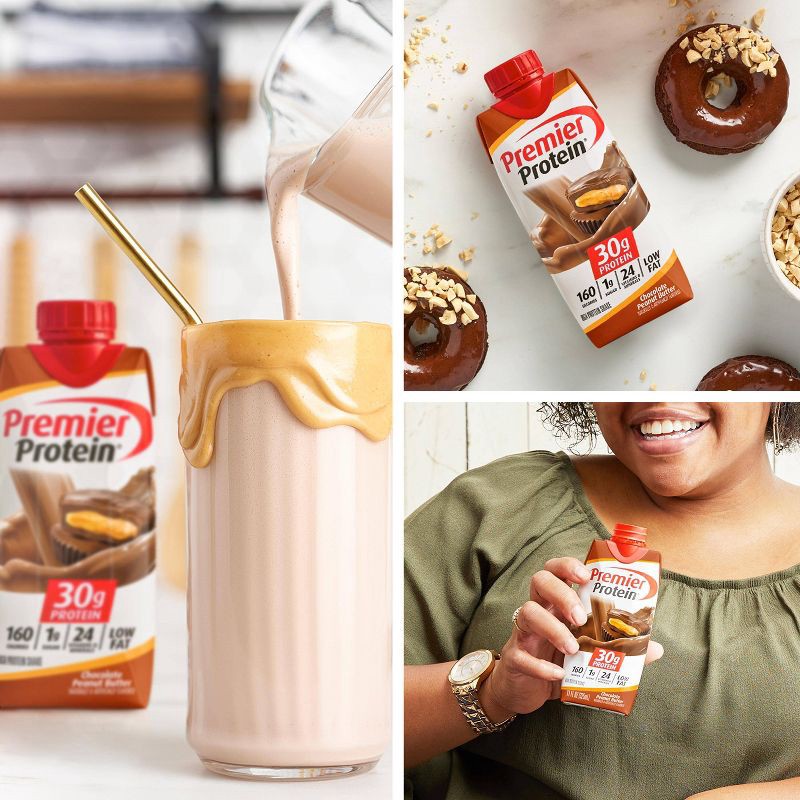 slide 6 of 7, Premier Protein Nutritional Shake - Chocolate Peanut Butter - 11 fl oz/4pk, 4 ct; 11 fl oz
