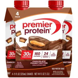 Premier Protein Nutritional Shake Chocolate Peanut Butter Non-Caffeinated - 11 fl oz/4pk