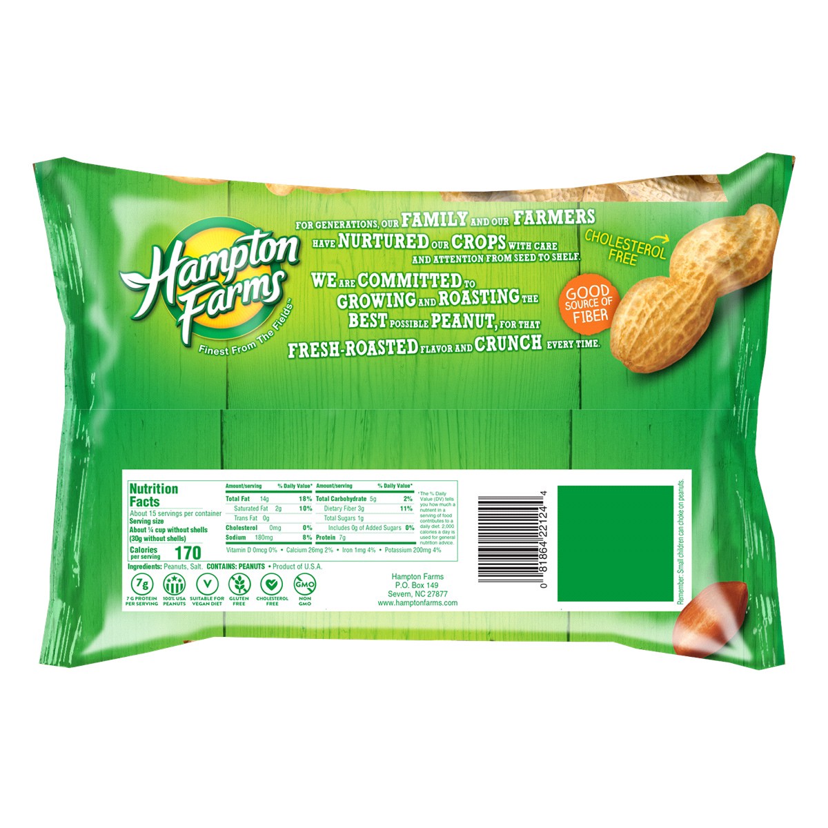 slide 2 of 2, Hampton Farms Jumbo Roasted Salted Peanuts 24 oz Bag, 24 oz