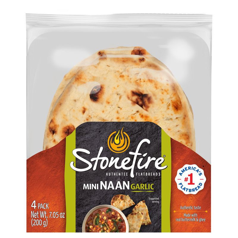 slide 1 of 7, Stonefire Garlic Mini Naan - 4ct, 4 ct