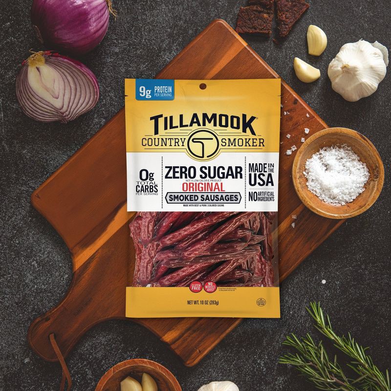 slide 4 of 5, Tillamook Country Smoker Zero Sugar Original Smoked Sausages in a Bag Meat Sticks - 10oz, 10 oz