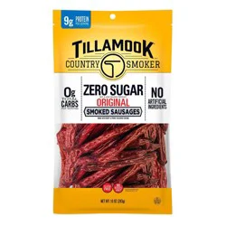 Tillamook Country Smoker Zero Sugar Original Smoked Sausages in a Bag Meat Sticks - 10oz