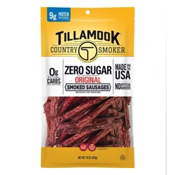 Tillamook Country Smoker Zero Sugar Original Smoked Sausages in a Bag Meat Sticks - 10oz