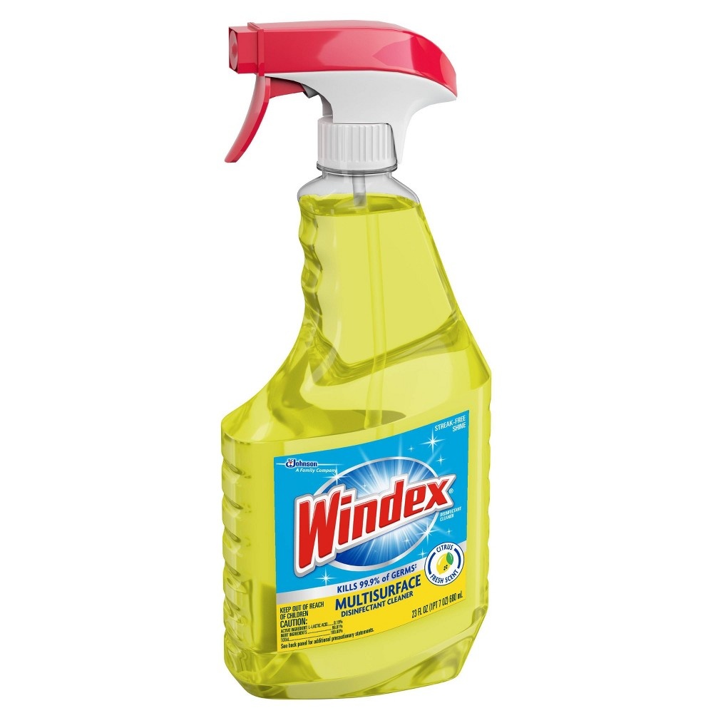 slide 5 of 5, Windex Multi-Surface Disinfectant Cleaner Spray Citrus Fresh Scent, 23 oz