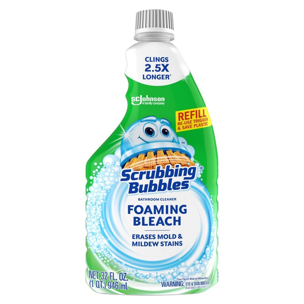 slide 3 of 6, Scrubbing Bubbles Foaming Bleach Bathroom Cleaner Refill Bottle, 32 oz