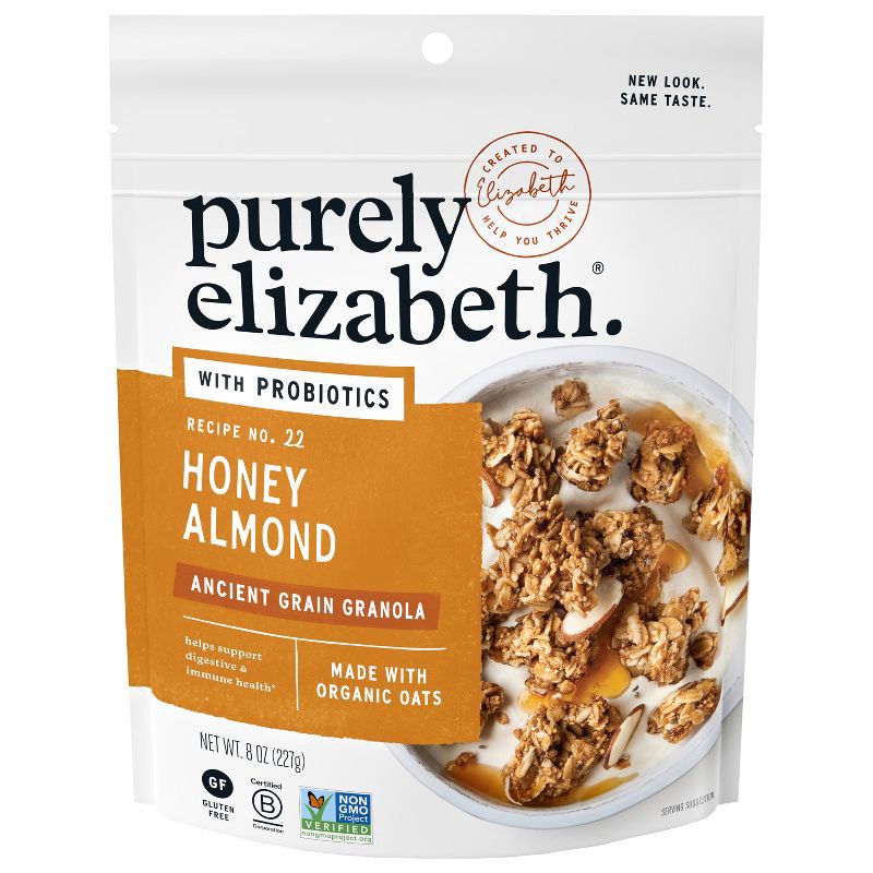 slide 1 of 6, purely elizabeth. Honey Almond Probiotic Granola - 8oz, 8 oz