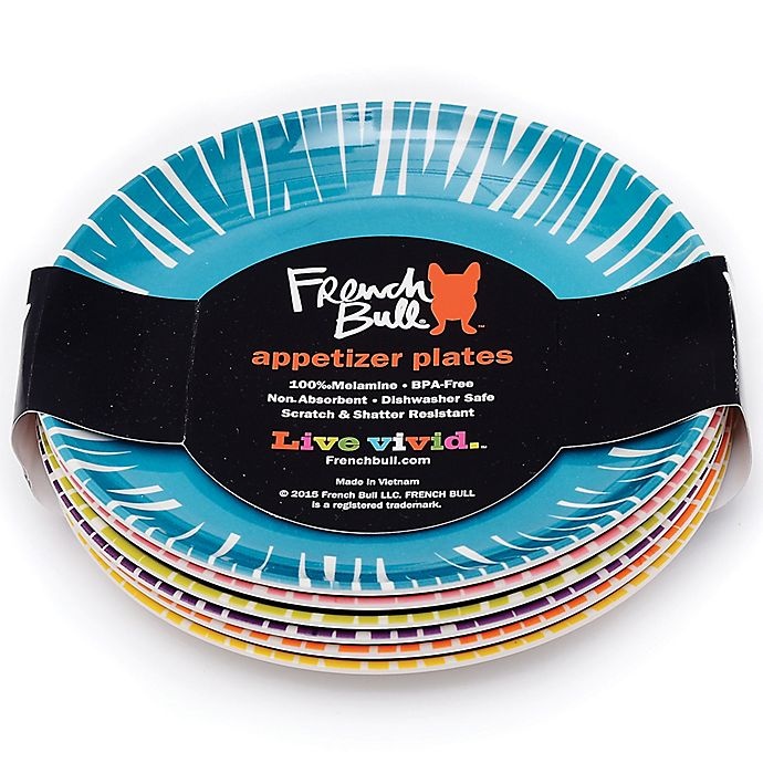 slide 3 of 4, French Bull Fringe Assorted Appetizer Plates, 6 ct