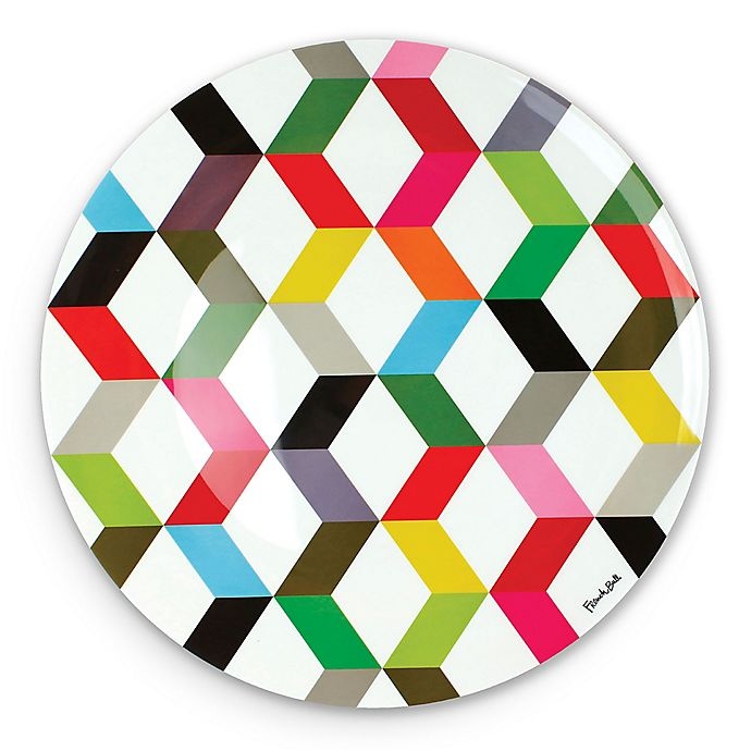 slide 1 of 1, French Bull Ziggy Multicolor Chevron Round Platter, 1 ct