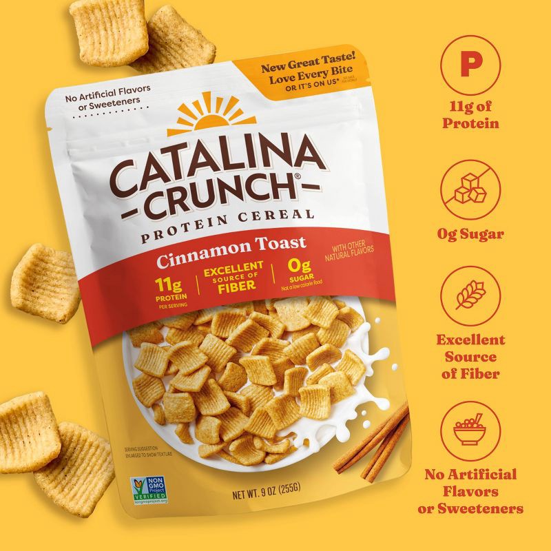 slide 4 of 8, Catalina Crunch Cinnamon Toast Protein Breakfast Cereal - 9oz, 9 oz
