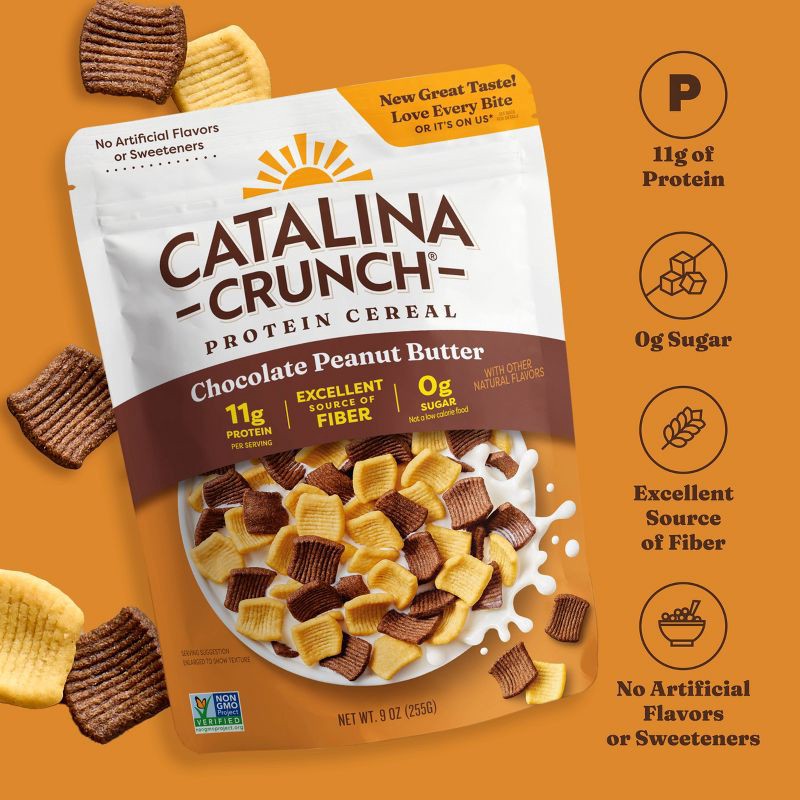 slide 4 of 8, Catalina Crunch Chocolate Peanut Butter Protein Breakfast Cereal - 9oz, 9 oz