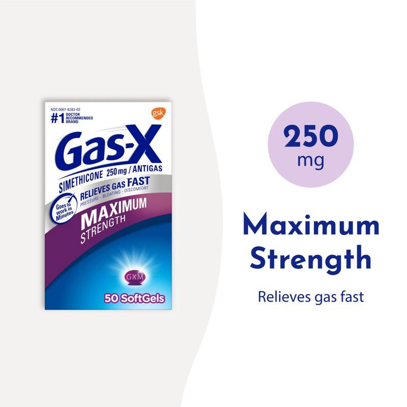 slide 3 of 9, Gas-X Maximum Strength Softgel for Gas Relief - 50ct, 50 ct