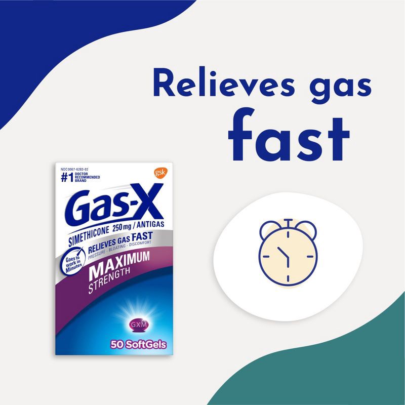 slide 6 of 9, Gas-X Maximum Strength Softgel for Gas Relief - 50ct, 50 ct