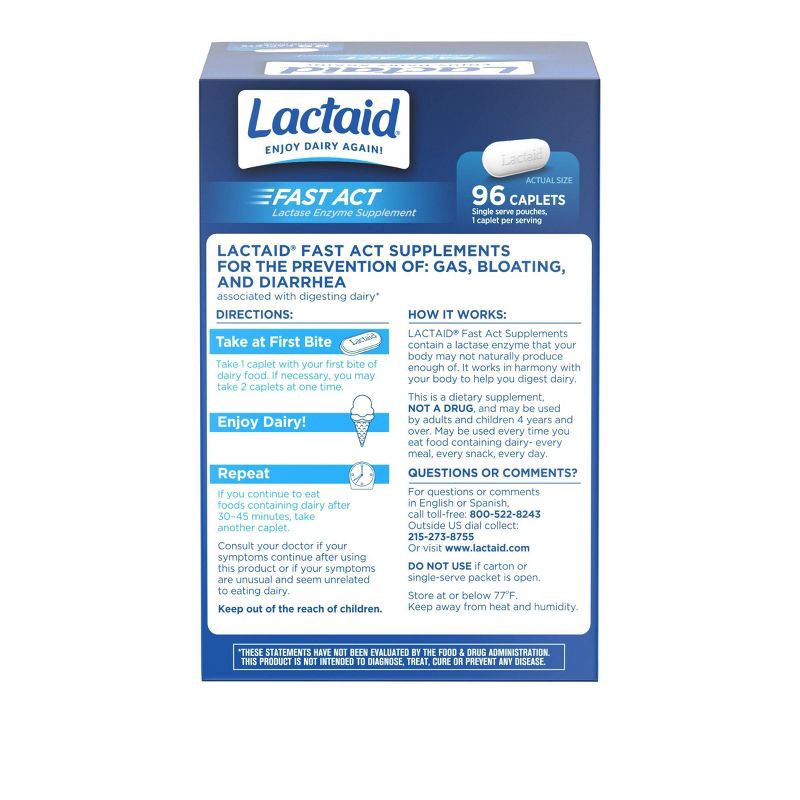 slide 2 of 6, Lactaid Fast Act Caplet - 96ct, 96 ct