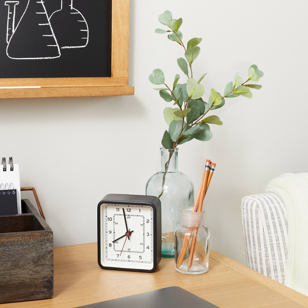 slide 3 of 3, Analog Tabletop Clock Textured Black - Hearth & Hand with Magnolia, 1 ct