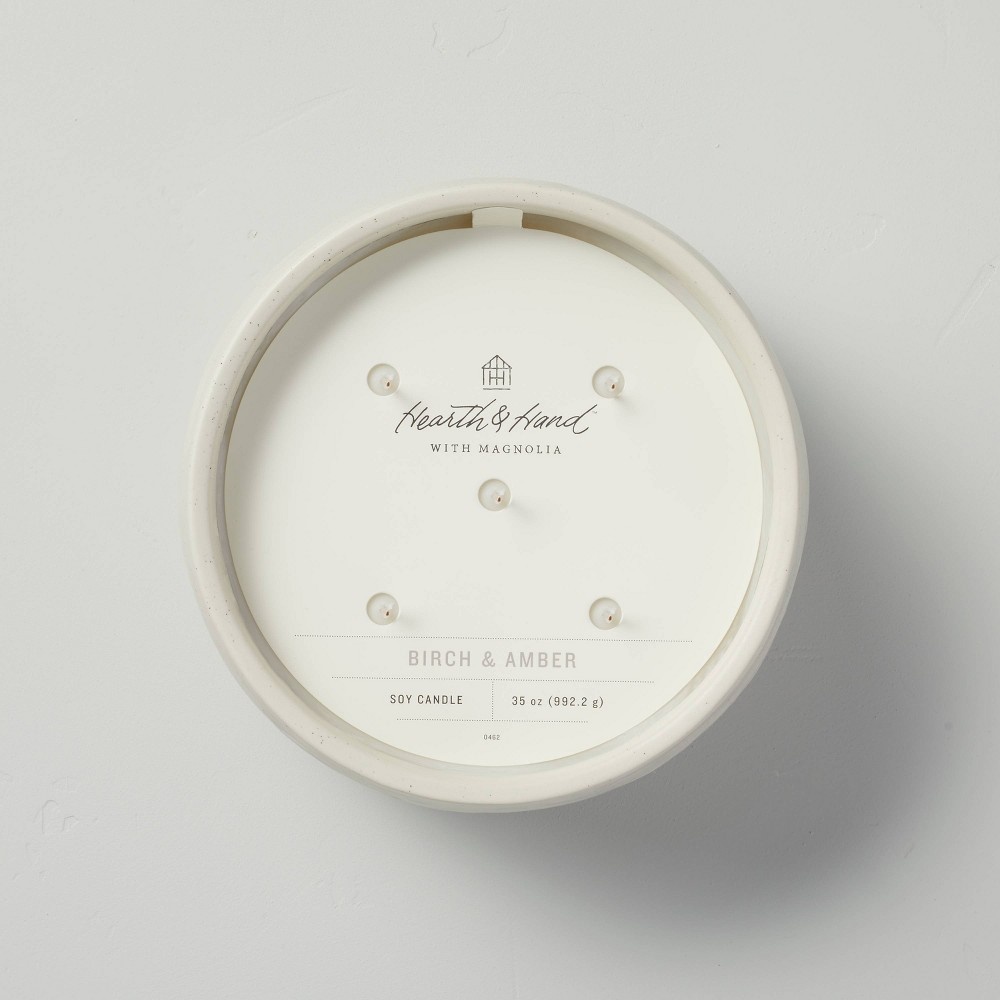 slide 3 of 3, Birch & Amber 5-Wick Speckled Ceramic Fall Candle - Hearth & Hand with Magnolia, 35 oz