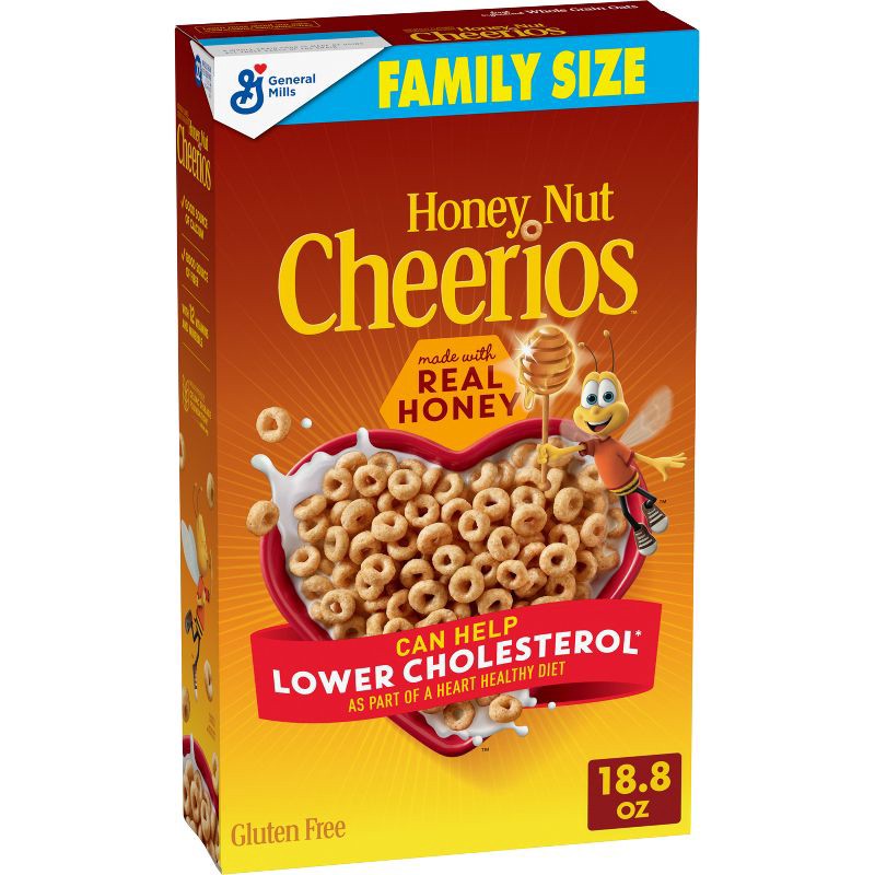 slide 1 of 9, General Mills Honey Nut Cheerios Breakfast Cereal - 18.8oz: Gluten-Free, Whole Grain, 18.8 oz