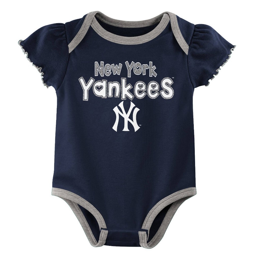 Mlb New York Yankees Infant Girls' 3pk Bodysuits : Target