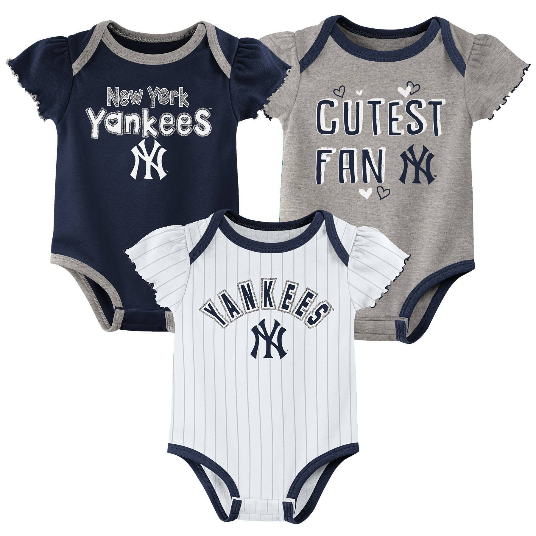 Mlb New York Yankees Infant Girls' 3pk Bodysuits : Target