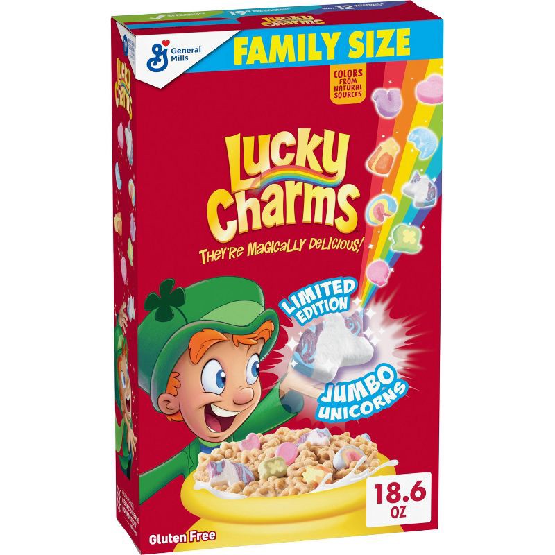 slide 1 of 4, Lucky Charms Family Size Breakfast Cereal - 18.6oz, 18.6 oz