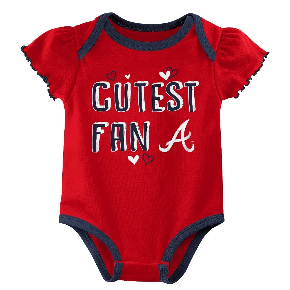 Mlb Atlanta Braves Baby Girls' 3pk Bodysuit : Target