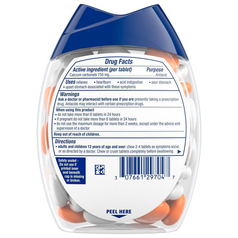 slide 8 of 9, Tums Chewy Bites Orange and Cream Extra Strength Chewable Antacid for Heartburn - 60ct, 60 ct