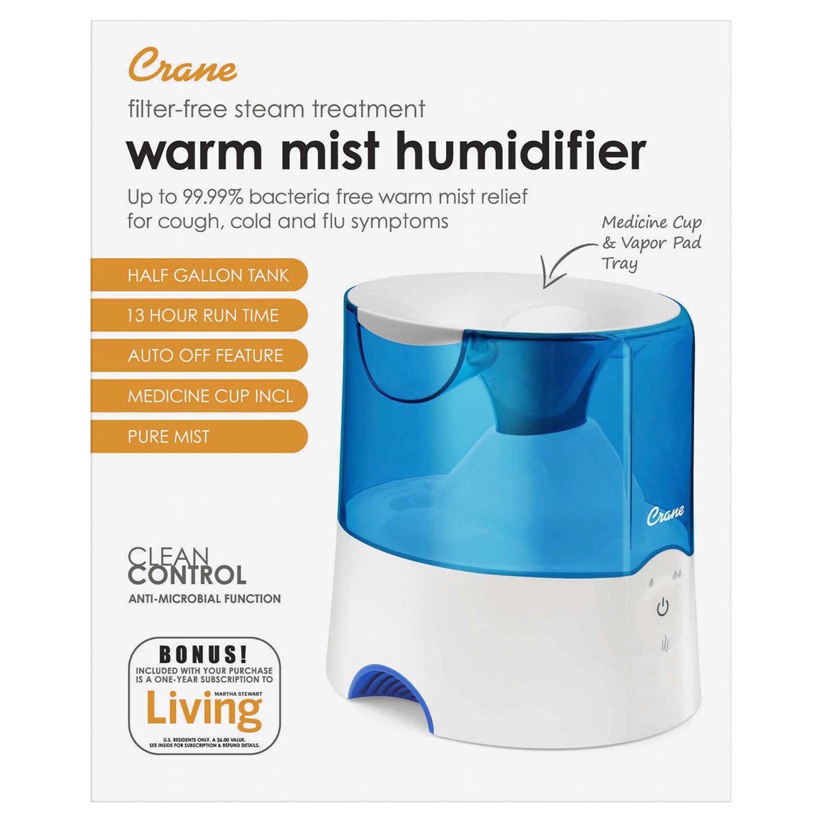 slide 2 of 2, Crane Warm Mist Humidifier 1 ea, 1/2 gal