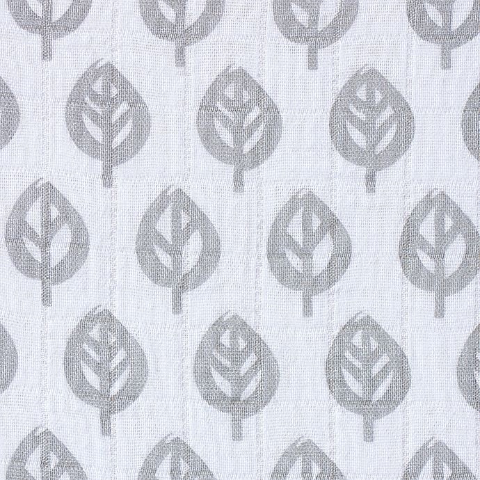 slide 4 of 4, HALO Bassinest Muslin Sheet - Grey/White Leaf Print, 1 ct