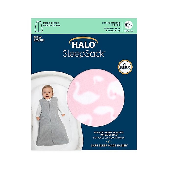 slide 2 of 2, HALO SleepSack Medium Swan Fleece Wearable Blanket - Pink, 1 ct