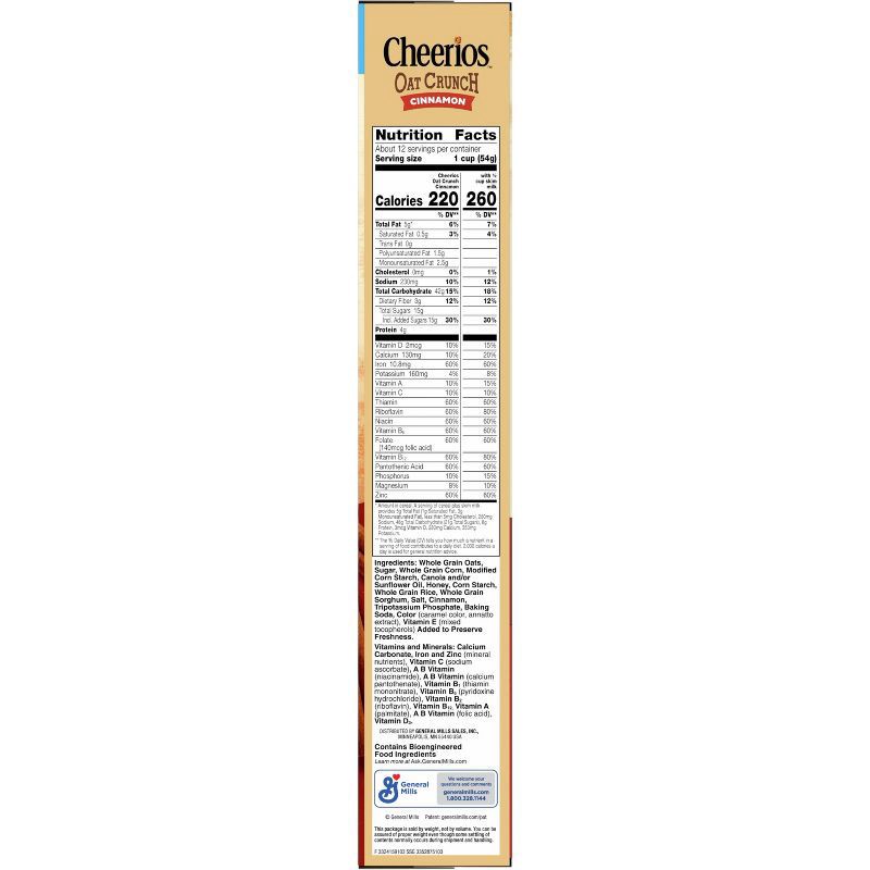 slide 8 of 10, General Mills Family Size Cheerios Oat Crunch Cinnamon Cereal - 24oz, 24 oz